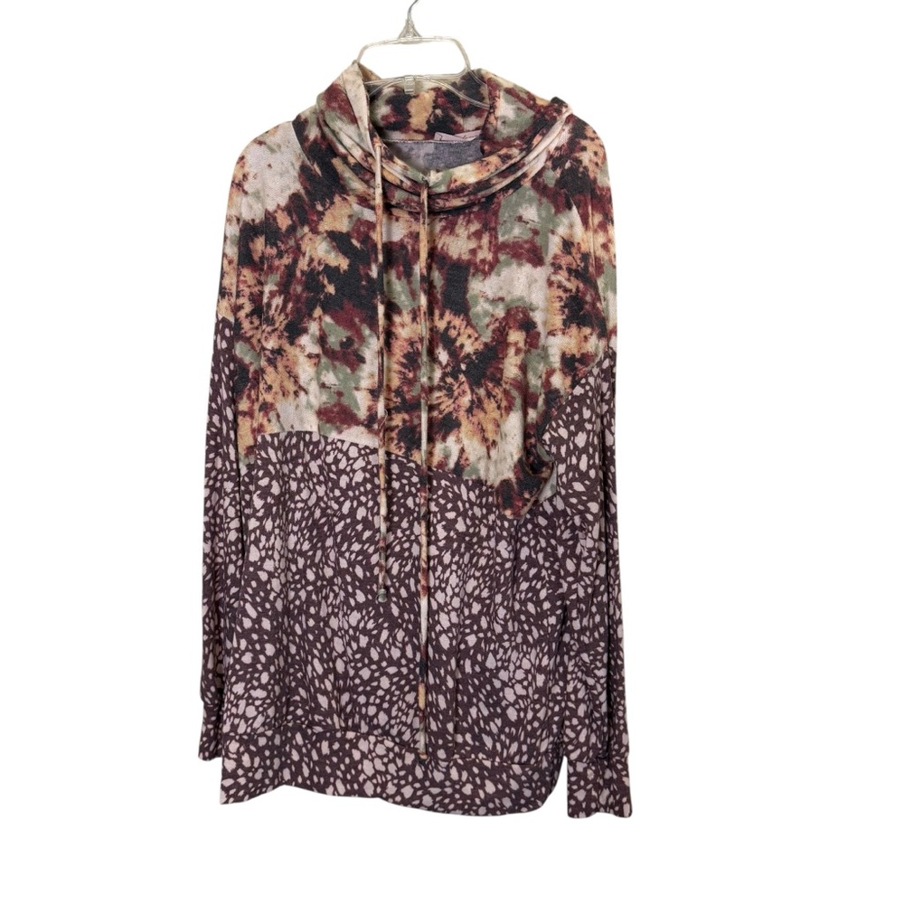 Ces Femme Women’s Funnel Neck Oversized Tunic Jersey Sz M